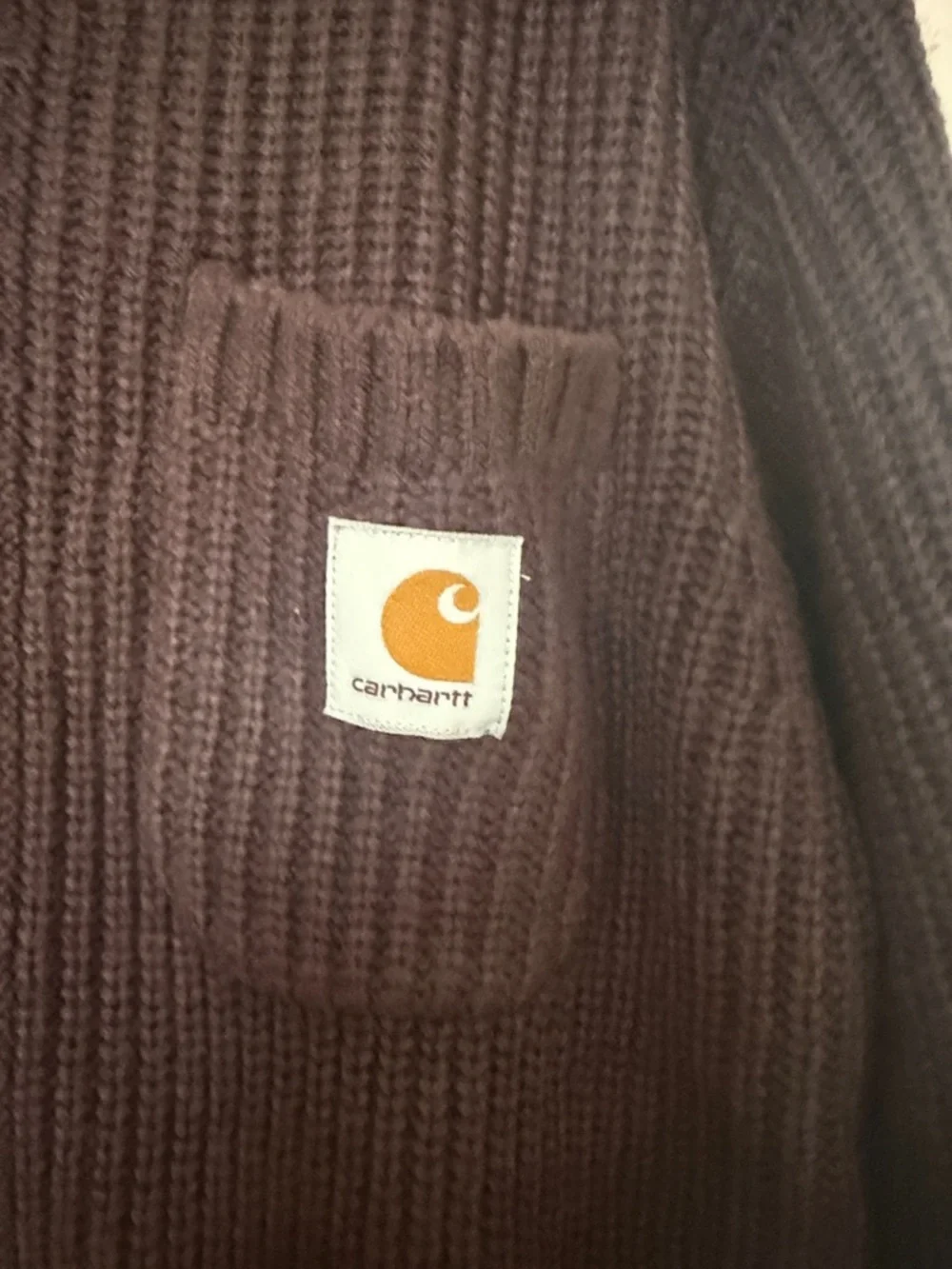 Carhartt Dark Brown Ribbed Zip Front Knit Jacket - Picture 5 of 6